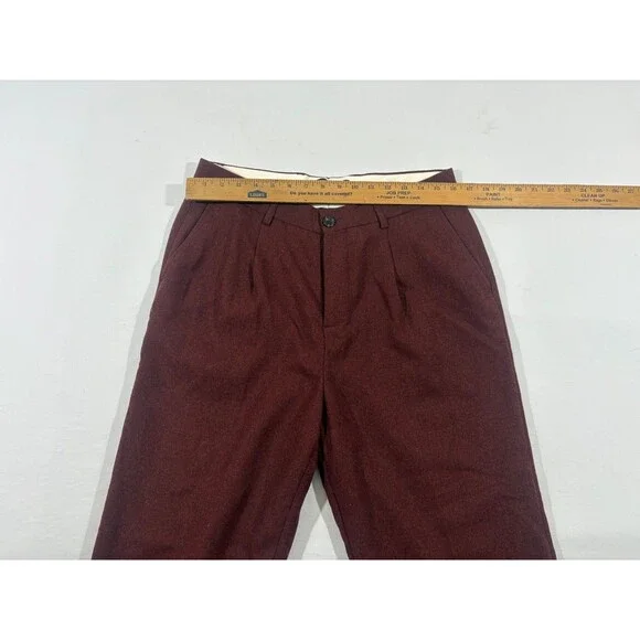Scotch & Soda Pants Mens Maroon Wool Blend Dress Trousers Loose Taper Fit Sz 30 - Picture 3 of 11
